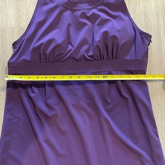 Athleta Women’s Midi Dress Size 14 Purple Spandex Stretch Voyager Day Halter - Picture 13 of 16